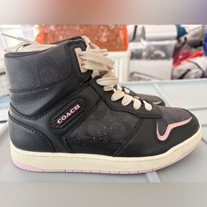 Coach Black and Pink Lace-Up Sneakers